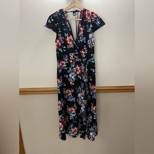 EUC Xhilaration Floral Midi Dress Faux Wrap Size Medium